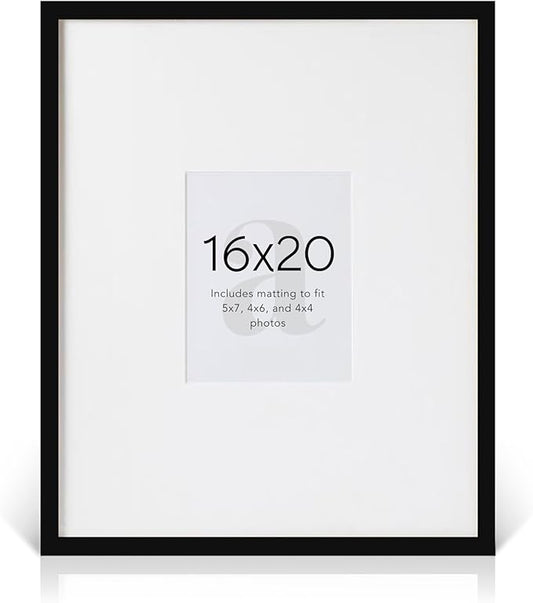 artisane home goods - Gallery Frame 1.0, Picture Frame, 16x20 Black, Gallery Wall Frame Set, Large Picture Frame, Oversized Mat (4x4, 4x6, and 5x7)