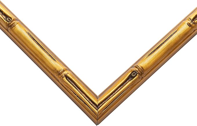 Diploma Frame Gold Bamboo with Dark Red Over Gold Double Mat - Fits 10 x 13 College Diploma (Portrait Traditional) Wall Display Made in the USA