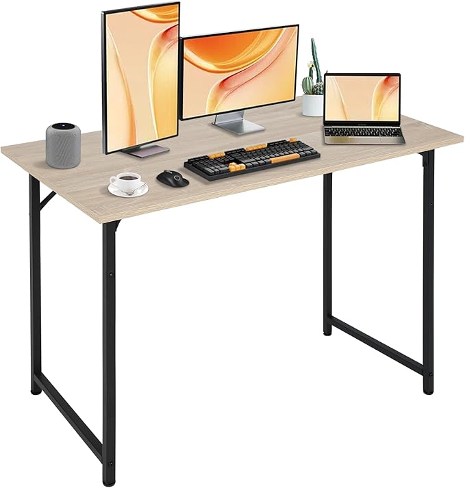 Computer Desk 47 Inch Study Writing Table, Home Office Desk with Metal Frame, Modern Gaming Desk for Office, Study and Game,Nature