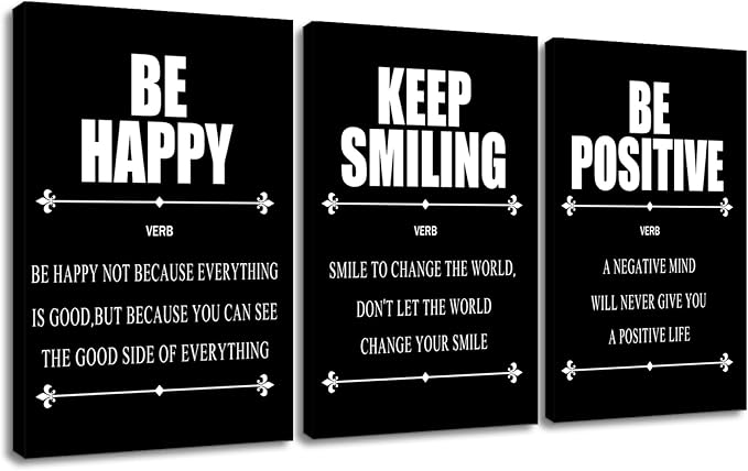 3 Pieces Inspirational Canvas Wall Art Motivational Signs Picture Painting Success Entrepreneurs Quotes Posters Print for Home Bedroom Teens Room Gym Stretched and Framed [48''H x 24''W]