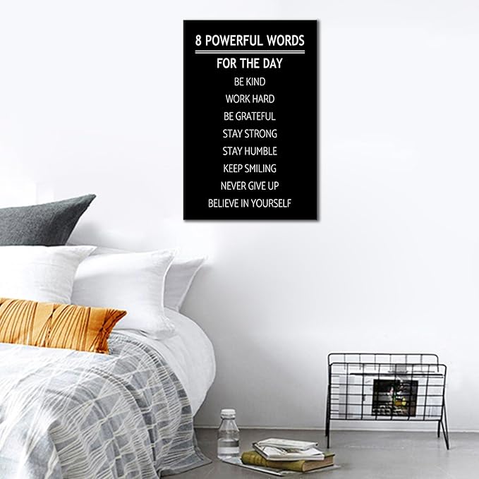 Inspirational Canvas Wall Decor Motivational Discipline Posters for Office Positive Quotes Picture Painting Artwork for Modern Gym Bedroom Living Room Gym Stretched and Framed [12''Wx 18''H]