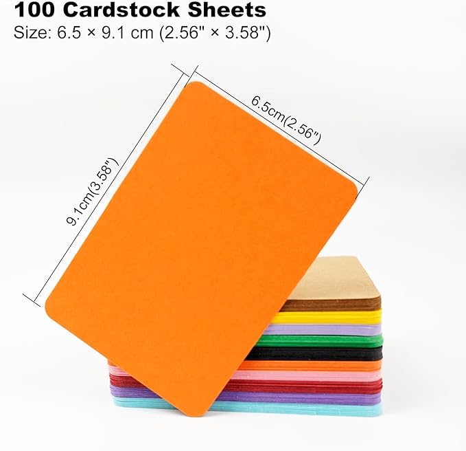 100 Sheets ATC Cards, 300gsm Thick Cardstock, Approx. 2.5" x 3.5" Rounded Corner Artist Trading Cards, 10 Colors Double-Sided Blank Cards for Scrapbooking, Journaling & DIY Crafts