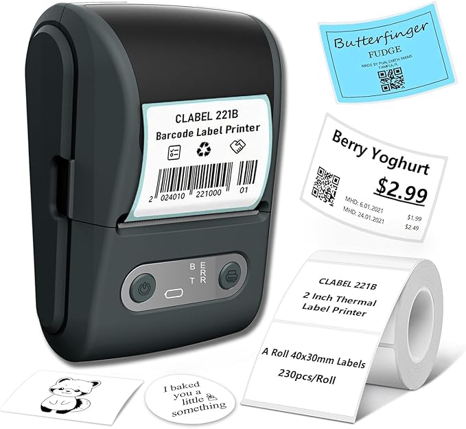 Label Maker with Tape, Label Printer for Business, Sticker Printer- Compatible with 12-57mm Width Labels, Wireless Connectivity, High-Speed Printing, 1200mAh Battery, for Office & Home (Black)