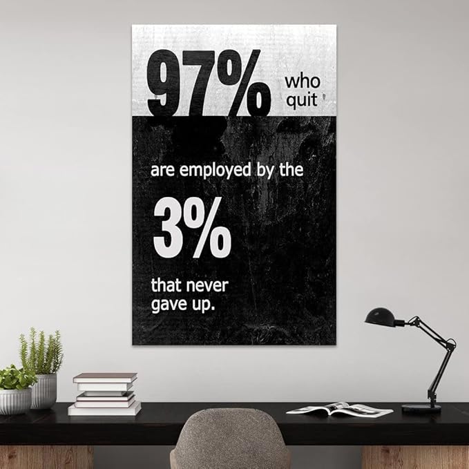 Yatsen Bridge Modern Motivational Entrepreneur Office Wall Art 97% Who Quit are Employed by The 3% That Never Gave up Inspirational Motto Canvas Artwork Ready to Hang for Decoration - 28''Wx44''H