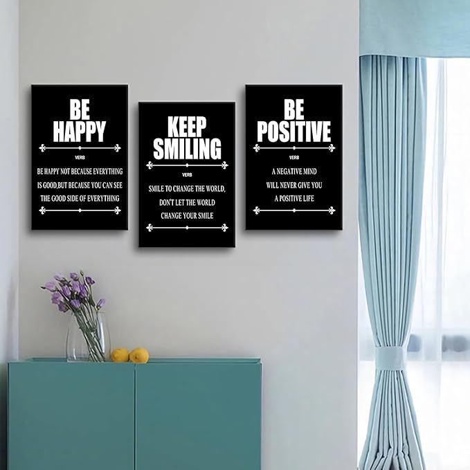 3 Pieces Inspirational Canvas Wall Art Motivational Signs Picture Painting Success Entrepreneurs Quotes Posters Print for Home Bedroom Teens Room Gym Stretched and Framed [48''H x 24''W]