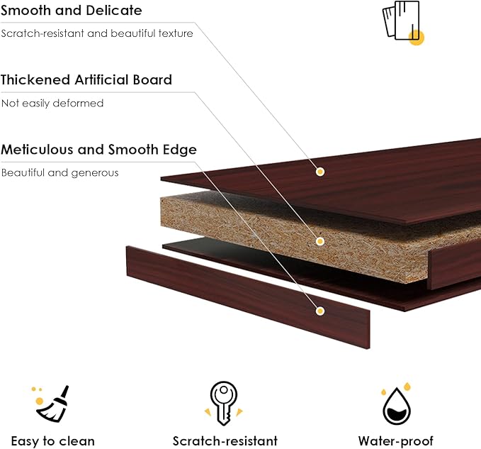 Farini Mahogany Bookshelf for Bedroom 5 Shelf Office Bookcase 60 Inches Tall Modern Wood Bookshelf for Living Room 5 Tier Wide Manga Bookshelves Library Bookcase