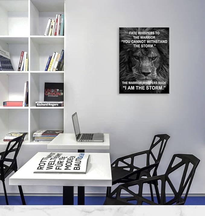 WYJZDZQ8 Motivational Canvas Office Wall Art Lion Inspirational Picture Animal Print Poster Painting Modern Inspiring Artwork Living Room Bedroom Office Decor Frame Ready to Hang[18" W x 24" H]