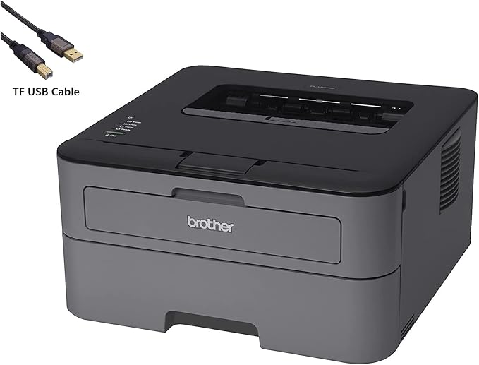 Brother HL-L2300 Monochrome Laser Printer with Duplex Printing for Business Office Home - up to 2400 x 600 Resolution - 27 ppm Print Speed, Hi-Speed USB 2.0, 250-sheet Capacity, BROAGE Printer Cable