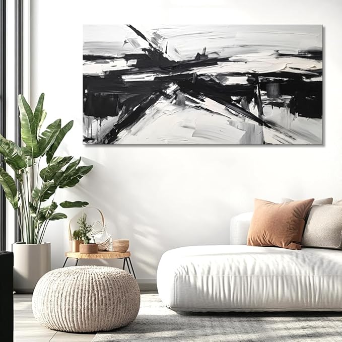 liysawg Wall Art Abstract Canvas Painting Black and White Modern Artwork for Living Room Bedroom Dining Room Home Office Decor 71"x36"