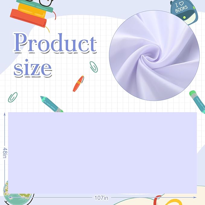 Bulletin Board Fabric 48 '' x 107 '' Class Fabric for Classroom Bulletin Board Decor, Pillows, Curtains, Crafts(White)