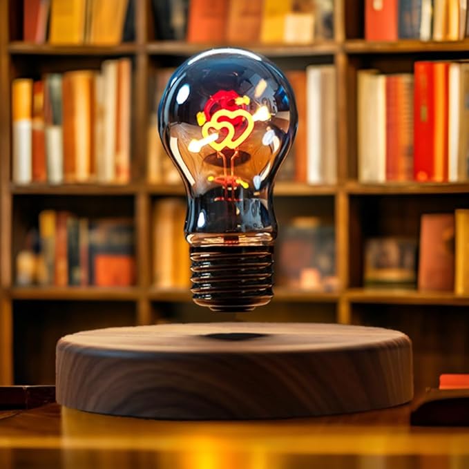 MOOCCI Levitating Heart Bulb Lamp, Magnetic Floating Light with Warm Glow, Romantic Bedroom Night Light, Perfect Easter Day Gift for Wife Girlfriend Woman, Unique Home Decor Tech Gadget