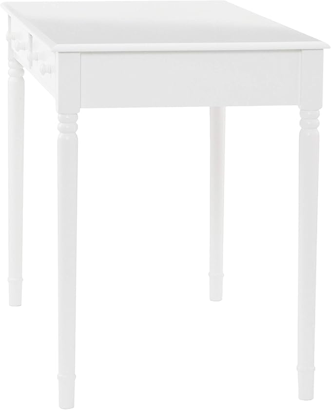 SEI Furniture Janice 2-Drawer Slim Profile Writing Desk, Crisp White