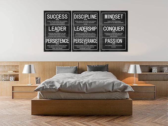Motivational 3 Pieces Poster Inspirational Canvas Wall Art Prints Artwork for Living Room Office Modern Home Decor Inspiring Painting Pictures Stretched and Framed Ready to Hang [72''Wx 36''H]