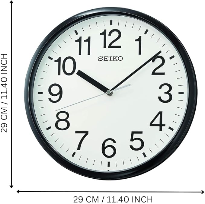 SEIKO QXA756KLH Wall Clock, Black, 12 Inch