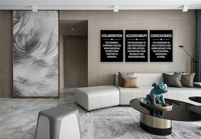 Inspirational Wall Art Consciousness Collaboration Accountability Motivational Office Wall Decor Canvas Framed Prints Artwork Wall Painting Poster Home Wall Decor Bedroom Decor [60" W X 28" H]