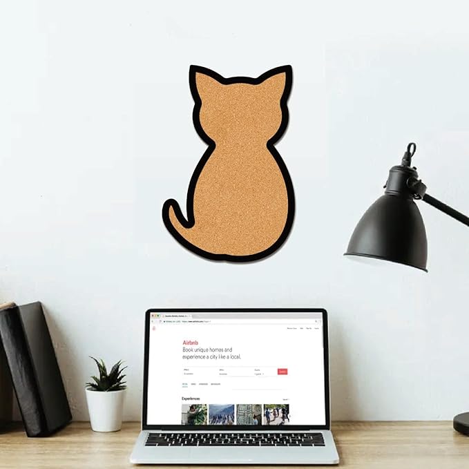 CRASPIRE Cat Pin Cork Board 11.8 X 7.9 Inch Wall Mounted Framed Bulletin Display Boards Badge Wooden Decorative Memory Memo Brooch Lapel Pins Holder Storage for Home Office Classroom Decoration