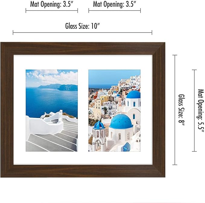 Americanflat 4x6 Double Picture Frame with Shatter-Resistant Glass - Fits Two 4x6 Photos or use as One 8x10 Picture Frame - Signature Collection - Collage Frames for Tabletop and Wall - Walnut