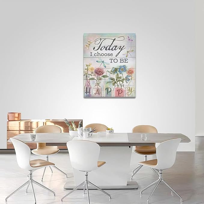 yerretin Floral Bathroom Wall Art Country Flower Dragonfly Pictures Wall Decor Rustic Canvas Print Painting Artwork Home Decorations for Bedroom Living Room Office Framed 16"x20"