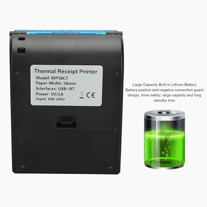 Walfront Pocket Inkless Thermal Printer Mini Portable Photo Printer Clear HD Picture Quality Fast Printing Speed for Home Traveling Office
