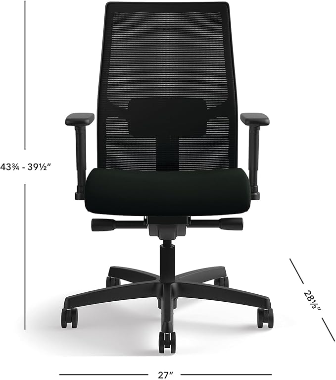 HON Ignition 2.0 Mesh/Vinyl Mid-Back Task Chair, Adjustable Arms, Black (HON12M2AMLU10TK) (HONI2M2AMLU10TK)