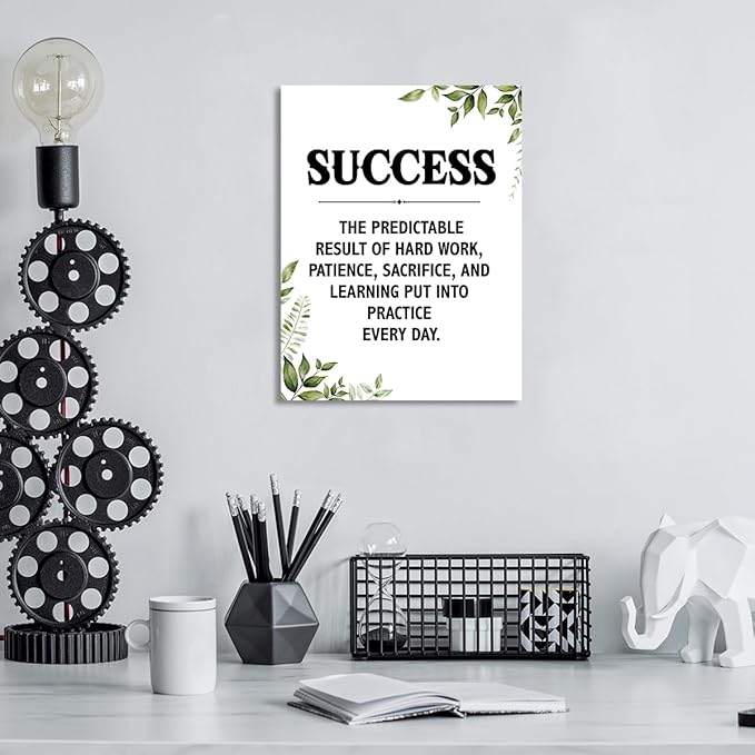 Gwisml Success Quotes Wall Decor, Inspirational Quotes Canvas Frame Paintings For Office Home Workplace Wall Art Decor