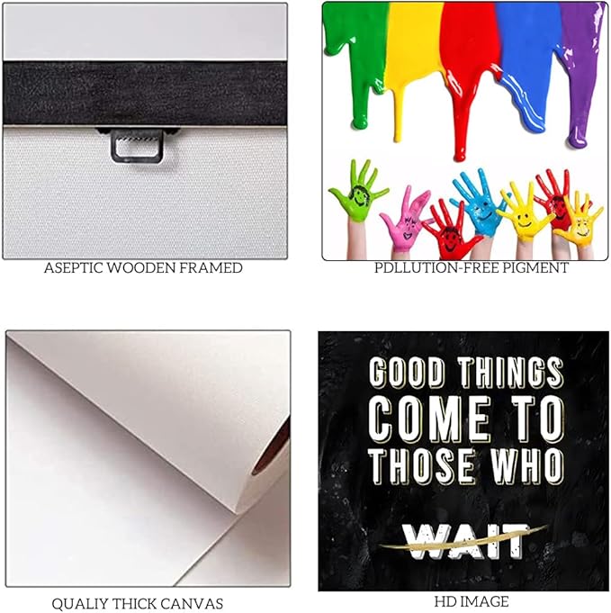 Black and White Letter Good Things Comes After Those Who Hustle Inspirational Posters and Prints Motivational Quote Art Wall Pictures for Living Room Office Framed Easy to Hang-28 x44 in