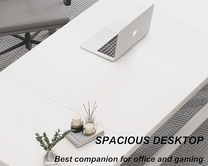 HSH White 70.8" Computer Desk, Modern Large Long Wood Metal Office Desk, Farmhouse Pc Study Work Writing Desk for Two Person, Rustic Double Workstation Executive Desk for Home Bedroom Living Room