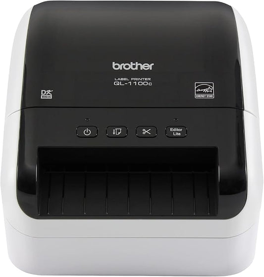 Brother QL-1100c Wide Format Label Printer, Shipping & Postage Labels 4” x 6”, Barcode & QR Code, High Speed, Direct Thermal Printing, Compact