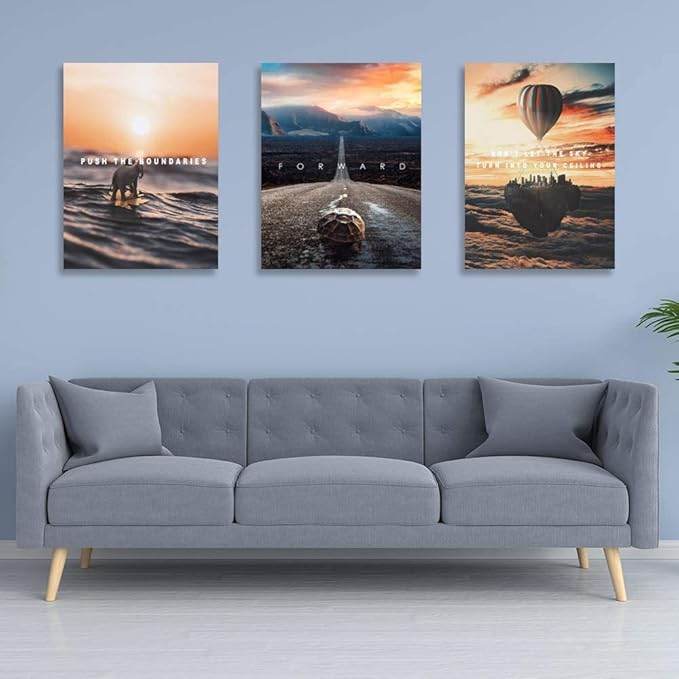 Halioyo Motivational Posters Canvas Painting, 3 Panel Inspirational Wall Art Entrepreneur Quote Office Wall Decor Picture Prints Artwork for Living Room Bedroom Home Decoration,24x36inch