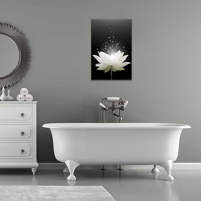 Lotus Flower Canvas Prints Wall Art Floral Blossom Pictures for Modern Wall Decor Artwork Spirtual Meditation Prints on canvas Wall Decor for Yoga Room Framed (16x24inch)