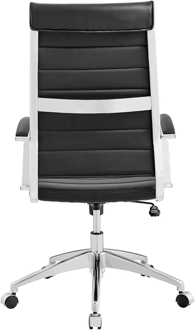 Modway Jive Ribbed High Back Tall Executive Swivel Office Chair With Arms In Black