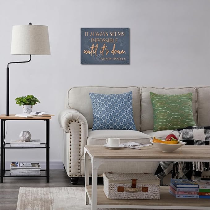 Wall Art for Office - Inspirational Wall Decor It Alaways Seems Impossible Until It's Done Quotes Poster Motivational Canvas Print Entrepreneur Artwork for Home Bedroom Classroom, Framed 12x16 in
