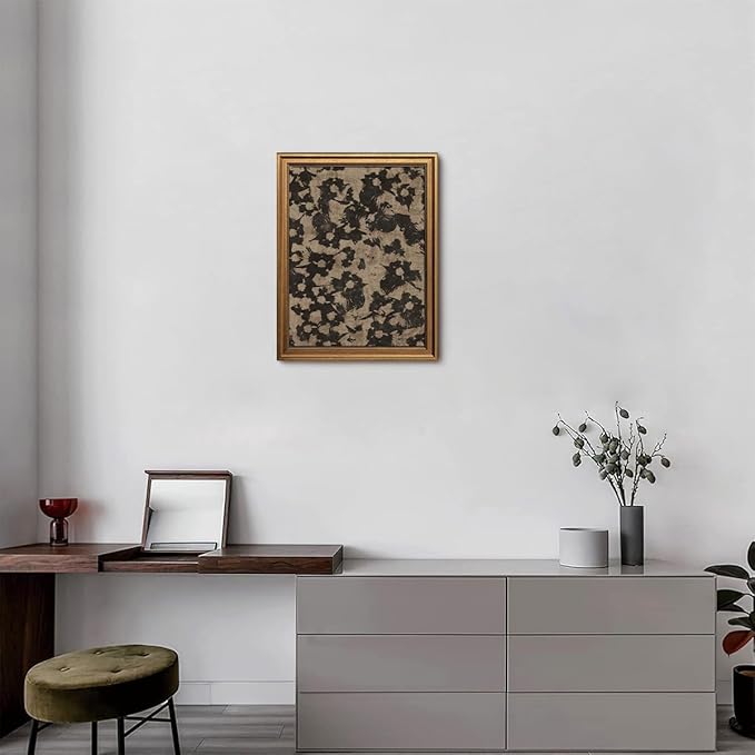 Gold Framed Wall Art Vintage Canvas Wall Art Crushed Flower Minimalist Floral Pattern Botanical Artwork Prints Picture for Living Room Bedroom Farmhouse Bathroom Office Decor, 12x16