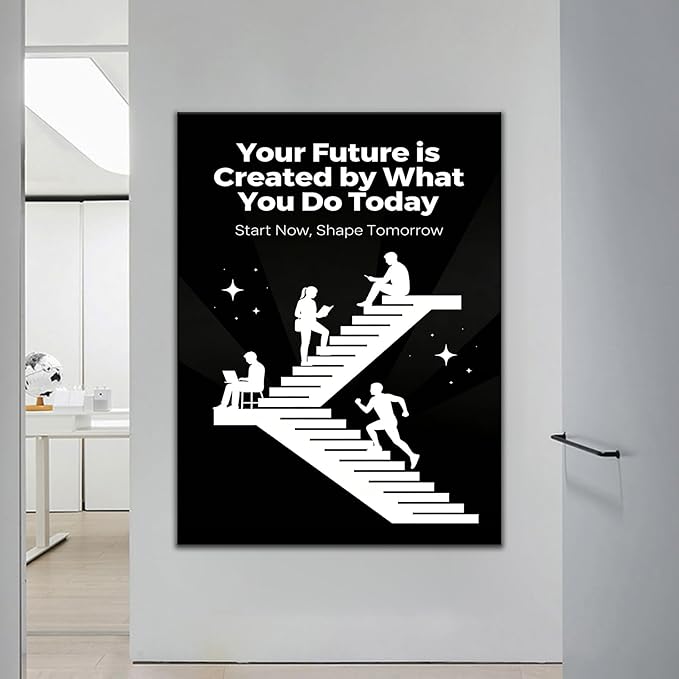 PSYYSP Large Inspirational Wall Art For Office Motivational Canvas Print Your Future Is Created By Today Framed Decor For Meeting Room Home Gym Professional Growth Success Mindset Huge 30x40 Inch