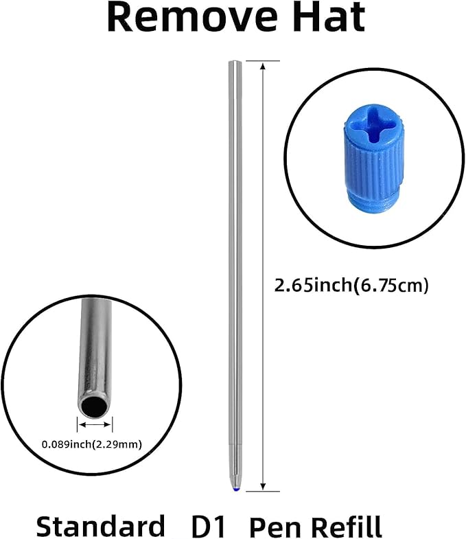 2.75'' Ballpoint Pen Refills, Black, Medium Point, 10 Pack