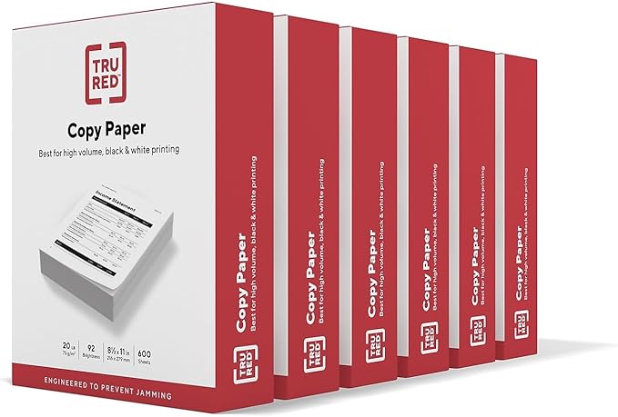 Staples 8.5-inch x 11-inch Copy Paper, 20 lbs., 92 Brightness, 600 Sheets/Ream, 6 Reams/Carton