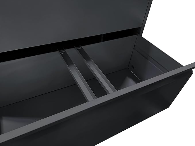 Lateral File Cabinet 2 Drawer, Black Filing Cabinet with Lock, Lockable File Cabinet for Home Office, Locking Metal File Cabinet for Legal/Letter/A4/F4 Size