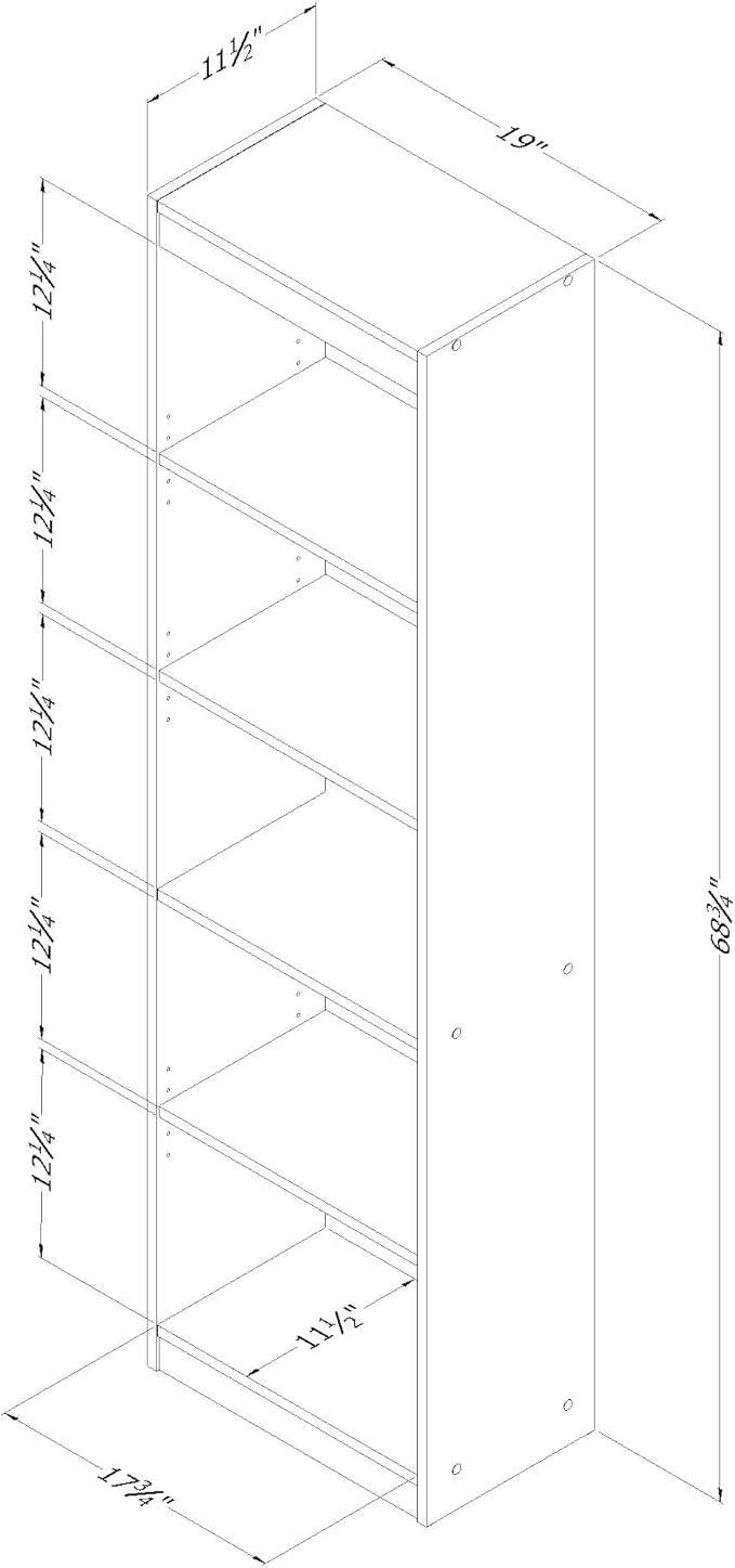 South Shore Axess 5-Shelf Narrow Bookcase, Pure White