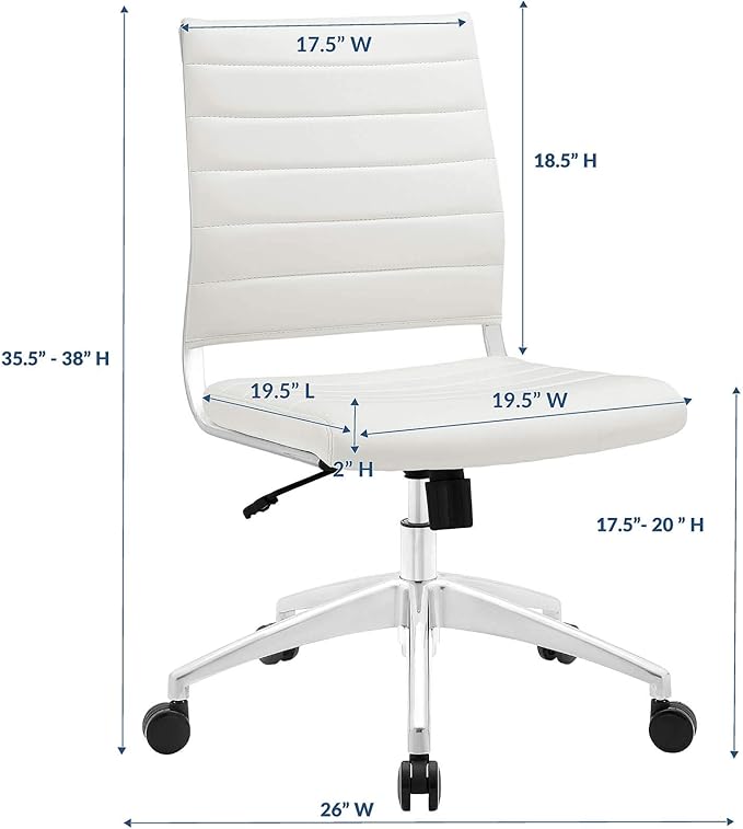 Modway Jive Ribbed Armless Mid Back Swivel Conference Chair In White