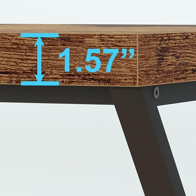 IBF Rustic Computer Desk, Industrial 47” Home Office Desk, Farmhouse Wood Metal Work Desk for Writing Study, Vintage Minimalist Executive Workstation PC Gaming Table in Bedroom, Rustic Brown