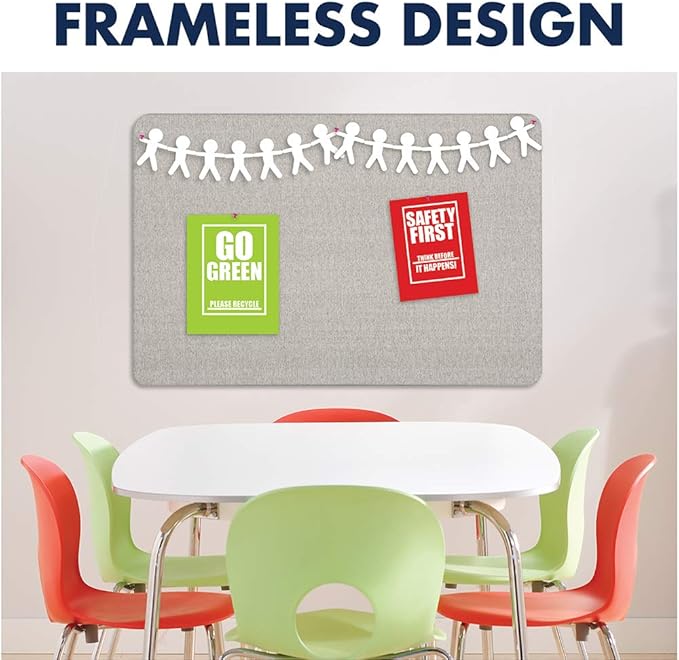 Quartet Bulletin Board 36"W x 24"H Fabric Cork Board Alternative for Office School or Home Décor, Gray (7683G)