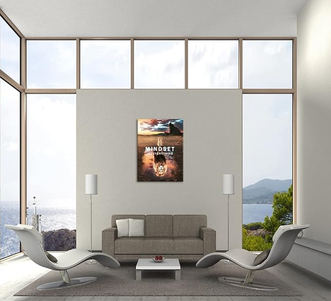 Motivational Mindset is Everything Canvas Wall Art Inspirational Entrepreneur Quotes Poster Print Artwork Painting Picture for Home Living Room Office Wall Decor Ready to Hang[30" W X 40" H]