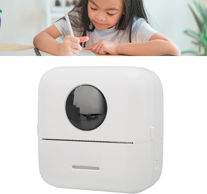 ZJchao Mini Thermal Printer Bluetooth Portable Pocket Thermal Label Printer Paper Fit 800mAh Battery for Home Office Business Travel ABS Black 82x82x45mm