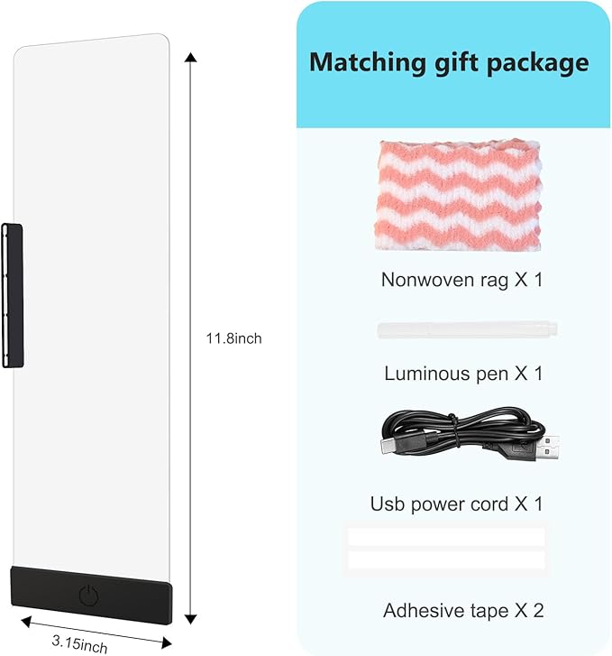 LED Memo Board with Sticky Note Holder, Office Supplies, Monitor Memo Board, Clear Acrylic Computer Monitor Organizer, Work from Home Essentials, Multifunction Workspace Accessories (Black-R)