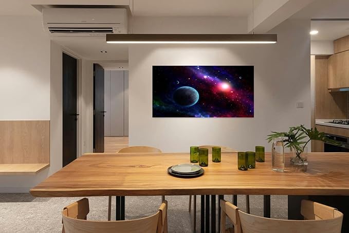 Canvas Wall Art for Living Room Bedroom 3D Rendered galaxy space scene planets Big Large Wall Art Decor Framed Painting Wall Pictures Prints Artwork Office