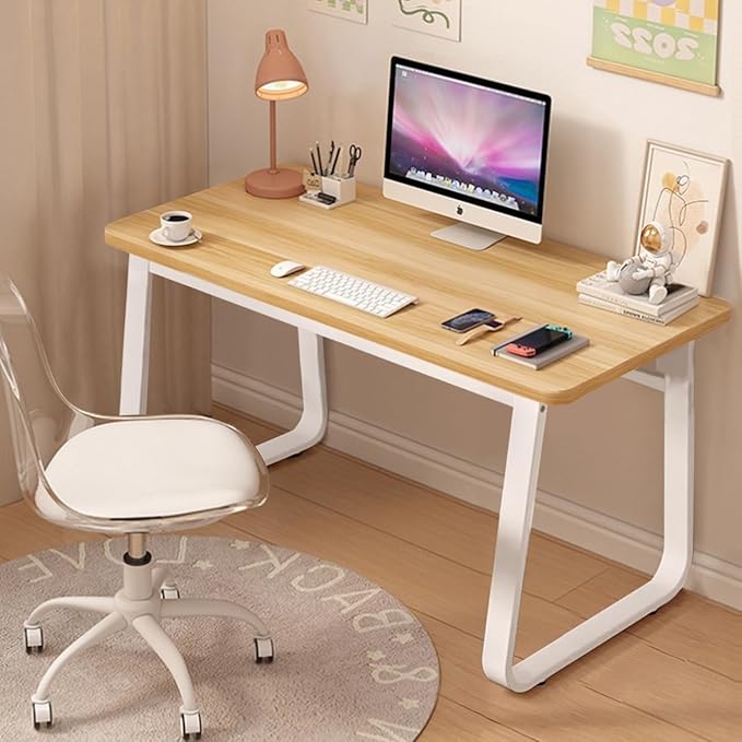 Small Office Computer Desk Writing Desk Waterproof and Scratch-Resistant,Sturdy Study Writing Desk with Wooden Tabletop and Metal Frame for Bedroom