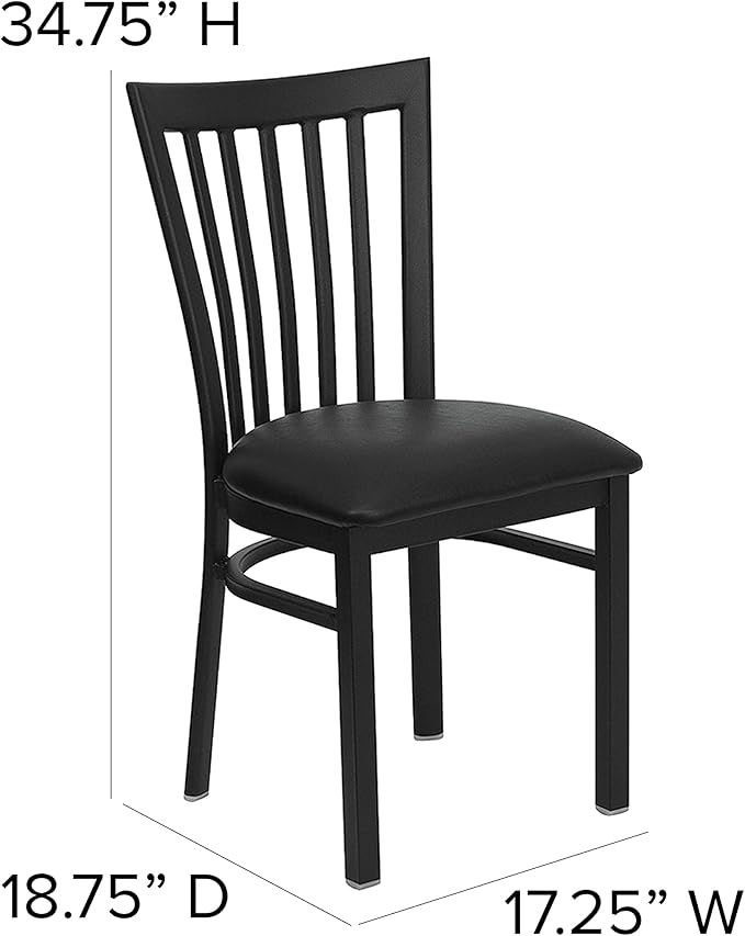 Flash Furniture 4 Pack HERCULES Series Black School House Back Metal Restaurant Chair - Black Vinyl Seat