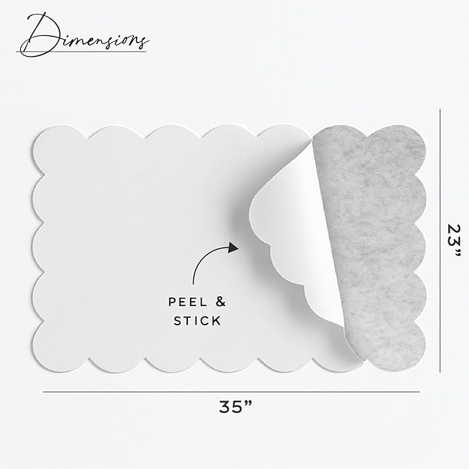 Orelle Scalloped Felt Bulletin Board | 35 x 23” | Foldable Peel and Stick Felt Board for Wall | Alternative Cork Board for Office, Message Board, Kids Art Display | Heather Gray