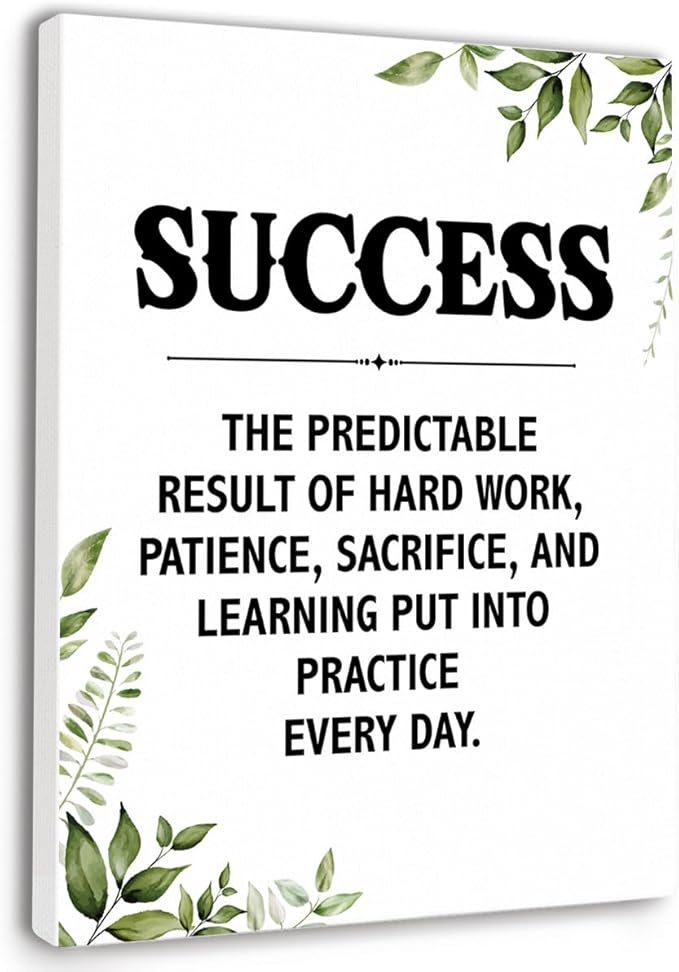 Gwisml Success Quotes Wall Decor, Inspirational Quotes Canvas Frame Paintings For Office Home Workplace Wall Art Decor