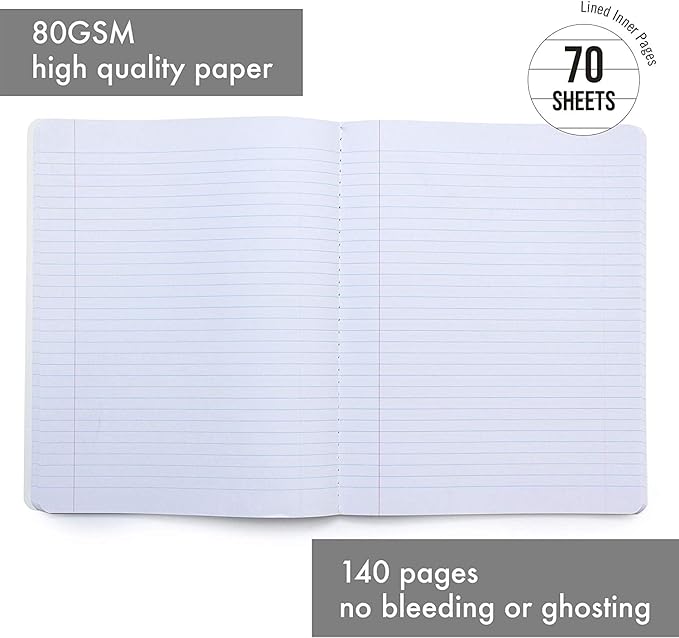 Pukka Pad, Composition Notebooks - 3 Pack of Journals Featuring 140 Pages of College Ruled 80GSM Paper with Sturdy Cover Stock - 9.75 x 7.5in - Green - Glee